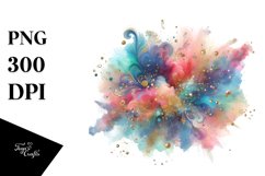 Colorful Watercolor Splash Glitery | Clipart Product Image 1