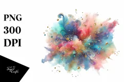 Colorful Watercolor Splash Glitery | Clipart Product Image 1