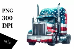Detailed Truck USA Colors On White Background Product Image 1