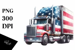Detailed Truck USA Colors On White Background Product Image 1