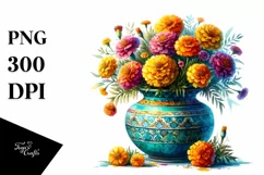 Colorful Marigold Vase | Sublimation Clipart Product Image 1