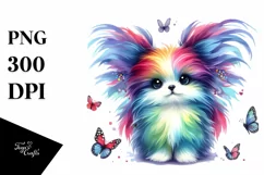 Cute Vibrant Papillon Watercolor | Sublimation | Clipart Product Image 1