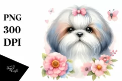 Cute Pastel Shih Tzu Watercolor | Sublimation | Clipart Product Image 3