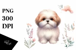 Cute Pastel Shih Tzu Watercolor | Sublimation | Clipart Product Image 1