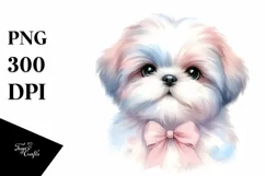 Cute Pastel Shih Tzu Watercolor | Sublimation | Clipart Product Image 3