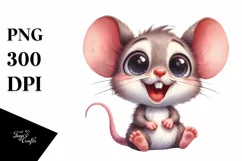 Excited Baby Mouse Watercolor Clipart Product Image 1