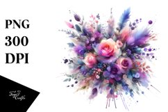 Watercolor Abstract Colorful Bouquet | Sublimation | Clipart Product Image 3