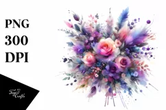 Watercolor Abstract Colorful Bouquet | Sublimation | Clipart Product Image 3