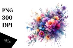 Watercolor Abstract Colorful Bouquet | Sublimation | Clipart Product Image 1