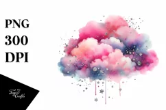 Colorful PINkish Watercolor Cloud | Sublimation | Clipart Product Image 1