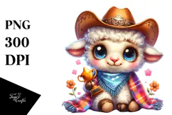 Goofy Lamb with Cowboy Hat PNG Product Image 1
