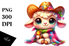 Goofy Lamb with Cowboy Hat PNG Product Image 1
