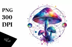 Colorful Watercolor Mushroom Splash | Clipart Product Image 1