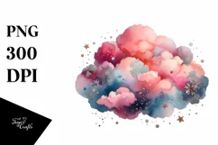 Colorful PINkish Watercolor Cloud | Sublimation | Clipart Product Image 3
