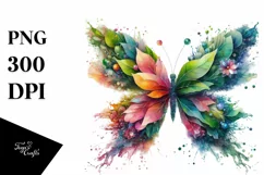 Abstract Vibrant Watercolor Butterfly, Transparent PNG Product Image 3
