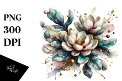 Glossy Magnolia Watercolor Splash, PNG Product Image 1