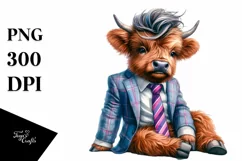 Expressive Baby Highlandcow Sitting PNG Product Image 3