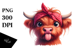 Exaggerated Highland Cow with Sarcastic Side-Eye PNG Product Image 1