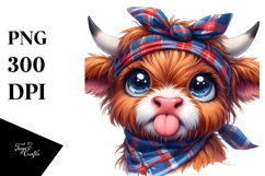 Exaggerated Highland Cow with Bandana PNG Product Image 1