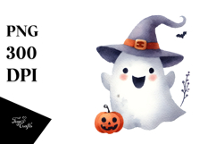 Cute Retro Halloween Ghost PNG Product Image 1