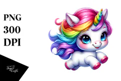 Vibrant Running Baby Unicorn PNG Product Image 1