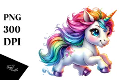 Vibrant Running Baby Unicorn PNG Product Image 1