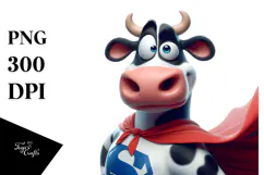 Exaggerated Highland Cow Superhero PNG Product Image 1