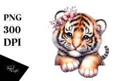 Watercolor Baby Tiger PNG Product Image 1