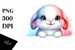 Colorful Baby Bunny with Big Eyes | Sublimation | Clipart Product Image 1