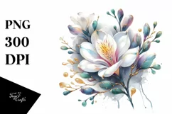 Abstract Watercolor Shiny Golden Freesia Product Image 1