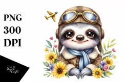 Colorful Sloth Aviator Baby | Sublimation | Clipart Product Image 1