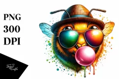 Quirky Bee Portrait with Hat and Chewing Gum | Clipart Product Image 3