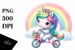 Cute Cycling Rainbow Unicorn | Sublimation | Clipart Product Image 3