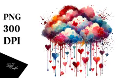 Colorful Cloud with Blood and Hearts PNG Product Image 1