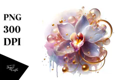 Abstract Gold Orchid Flower PNG Product Image 1