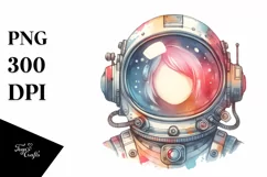 Colorful Vintage Astronaut Girl Product Image 1
