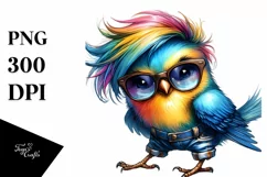Playing Baby Bird with Cool Haircut PNG Product Image 1