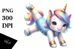 Watercolor Baby Unicorn Gymnastics Sublimation Clipart Product Image 3