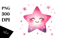 Whimsical Very Simple Pinkish Smiling Star PNG Product Image 1
