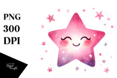 Whimsical Very Simple Pinkish Smiling Star PNG Product Image 1