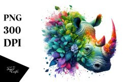 Abstract Vibrant Watercolor Rhino, Transparent PNG Product Image 3