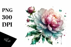 Shiny Peonies Made Of Material | Sublimation | Clipart Product Image 1