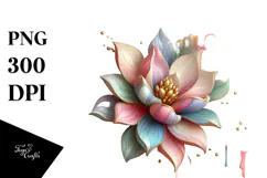 Glossy Magnolia with Golden Insertions Watercolor Product Image 1