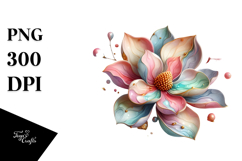 Glossy Magnolia with Golden Insertions Watercolor Product Image 1