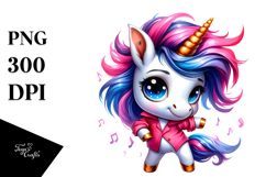 Cute Unicorn Dancing with Cool Haircut PNG Product Image 1