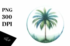 Watercolor Palm Tree Summer Sticker Flower Clipart Product Image 1