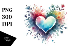 Heart with Paintbrush Style, Watercolor Art Product Image 1