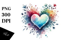Paintbrush Style Heart Watercolor PNG Product Image 1