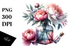 Abstract Watercolor Bottle Peonies Elegant Sophisticated Product Image 1