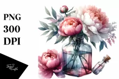 Abstract Watercolor Bottle Peonies Elegant Sophisticated Product Image 3